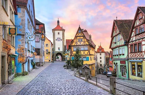 A well perserved medieval town in Germany named Rothenburg ob der Tauber.