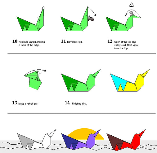 Directions to make an Origami swan.