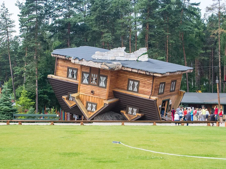 The beauty of travel is to make you think outside the box…. But upside down houses?