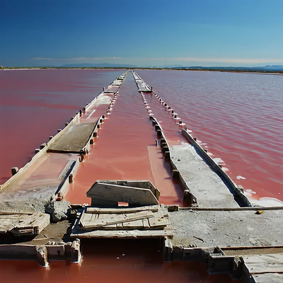 Connection: "the pink lake" and a flamingo's pink color?