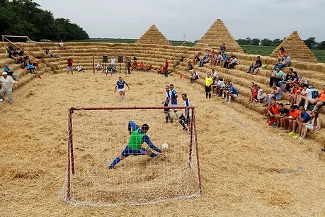 Stadium made of straw named Zenit Arena, in the settlement of Krasnoye in the Stavropol region of Russia.